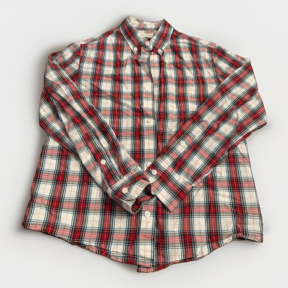 Crewcuts J Crew Factory Boys Youth Button Down Shirt Size 12 Plaid Cotton